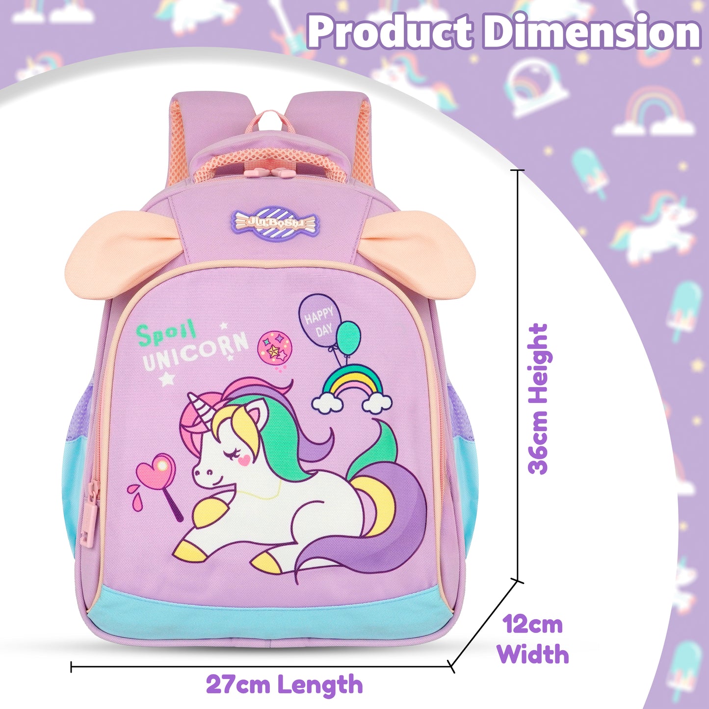 Storite Unicorn School Backpack for Girls – Cute Cartoon Design, Lightweight Kids School Bag for for 2 to 4 years old Girls, 35x26x15 CMs, Pink