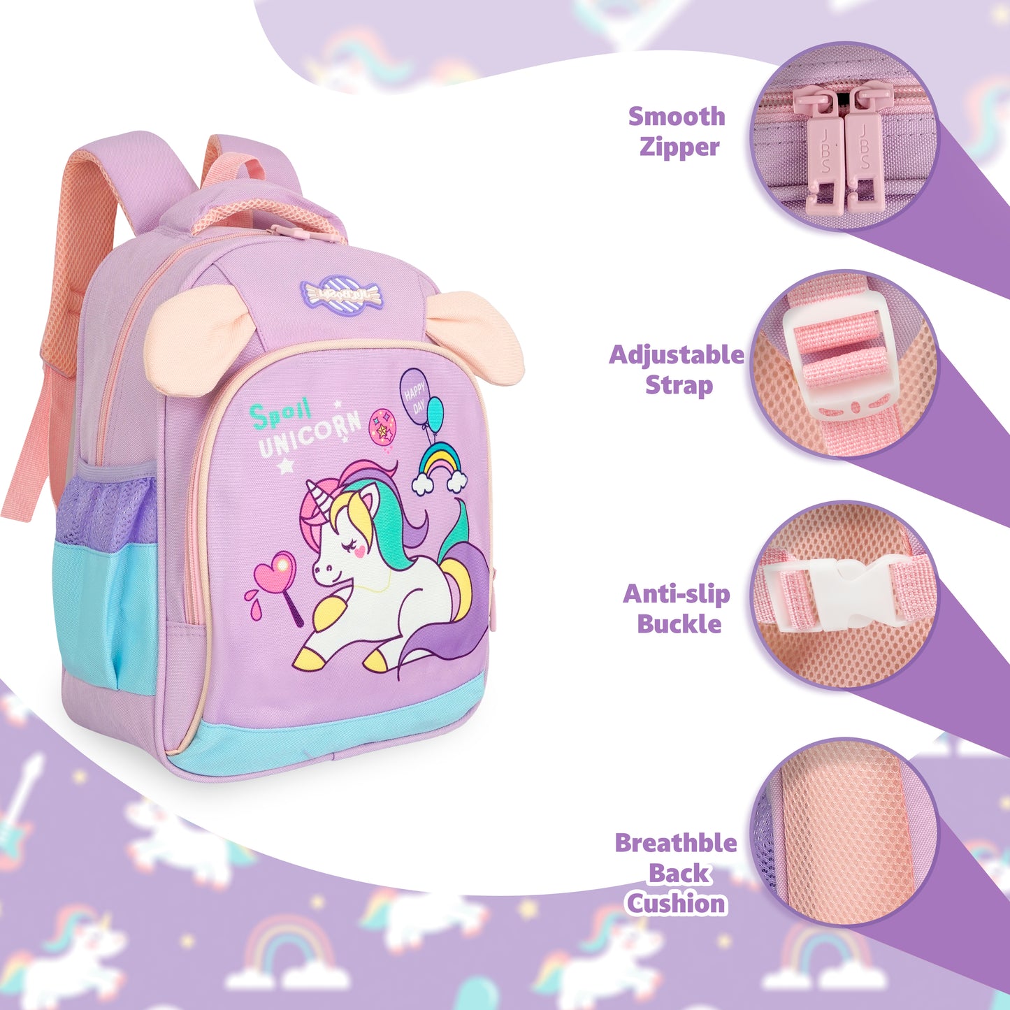 Storite Unicorn School Backpack for Girls – Cute Cartoon Design, Lightweight Kids School Bag for for 2 to 4 years old Girls, 35x26x15 CMs, Pink