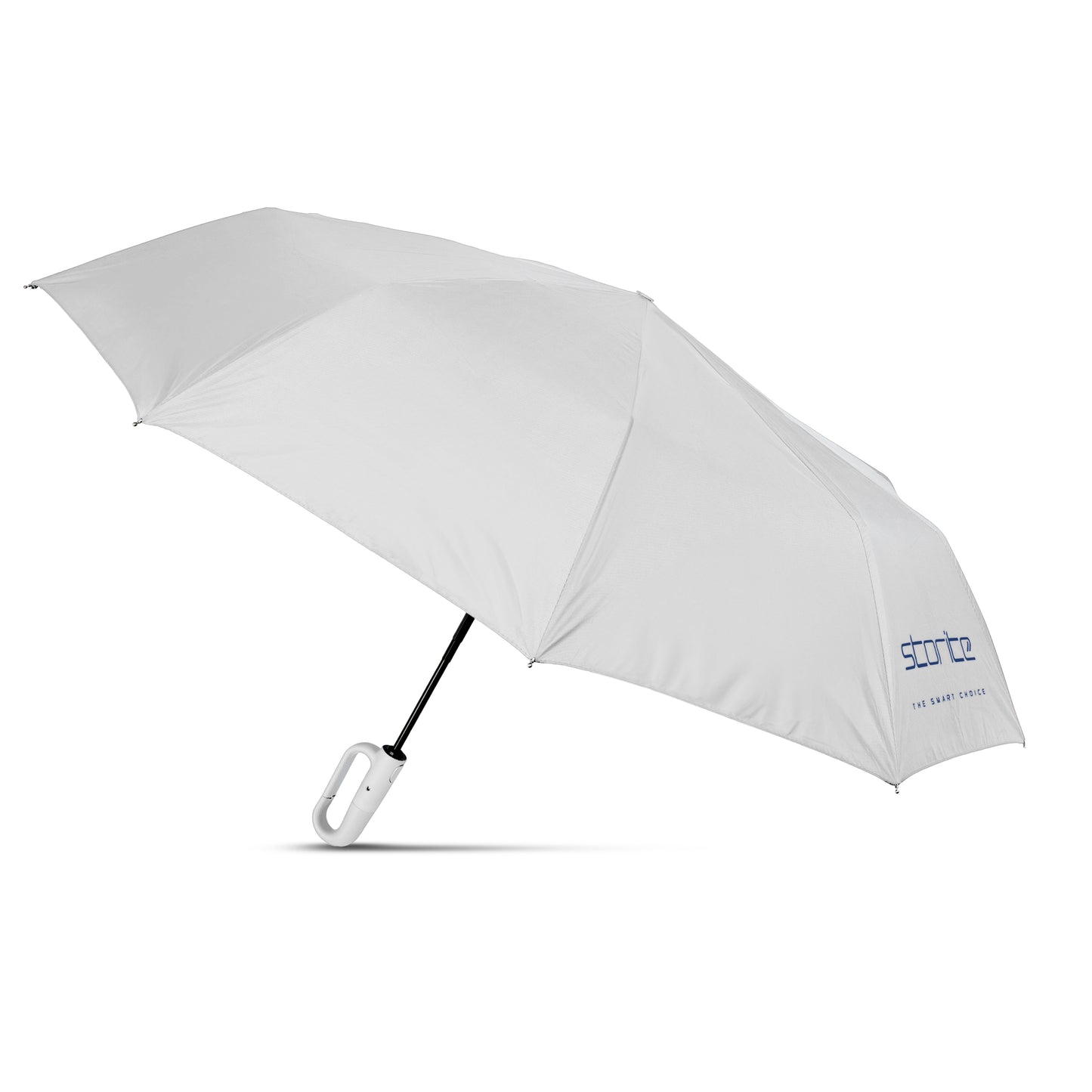 Storite UV Umbrella with Novelty Carabiner Handle, Travel Umbrellas for Rain and Sun Windproof Compact, Automatic Open Close, 10 Ribs, Portable Umbrella for Men and Women (Grey)