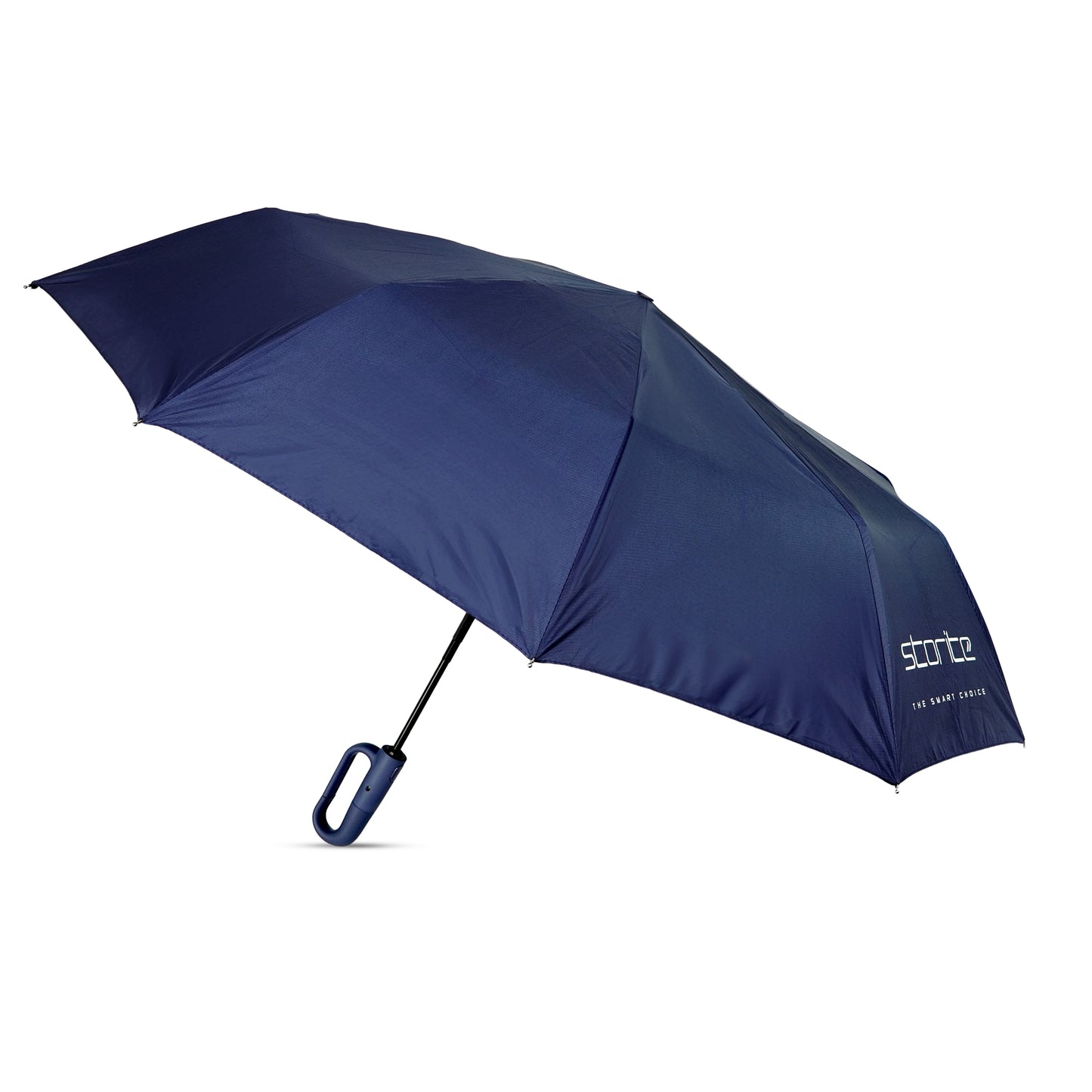 Storite UV Umbrella with Novelty Carabiner Handle, Travel Umbrellas for Rain and Sun Windproof Compact, Automatic Open Close, 10 Ribs, Portable Umbrella for Men and Women (Blue)