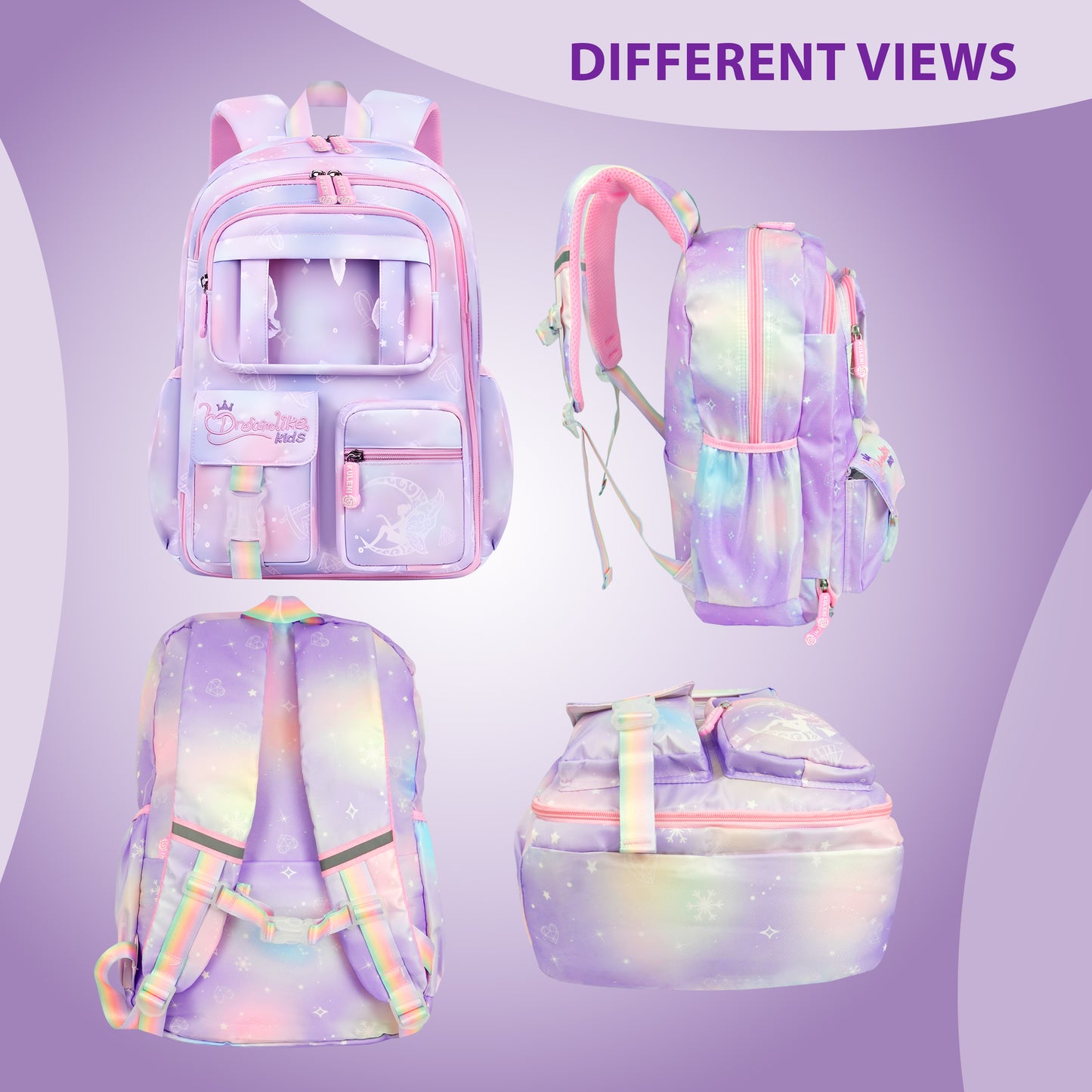 Storite School Backpacks for Girls Stylish Bags for Girls Kids 7-12 Years Old Cartoon Water Resistant Backpack Durable Burden Relief School Bag Birthday Gift