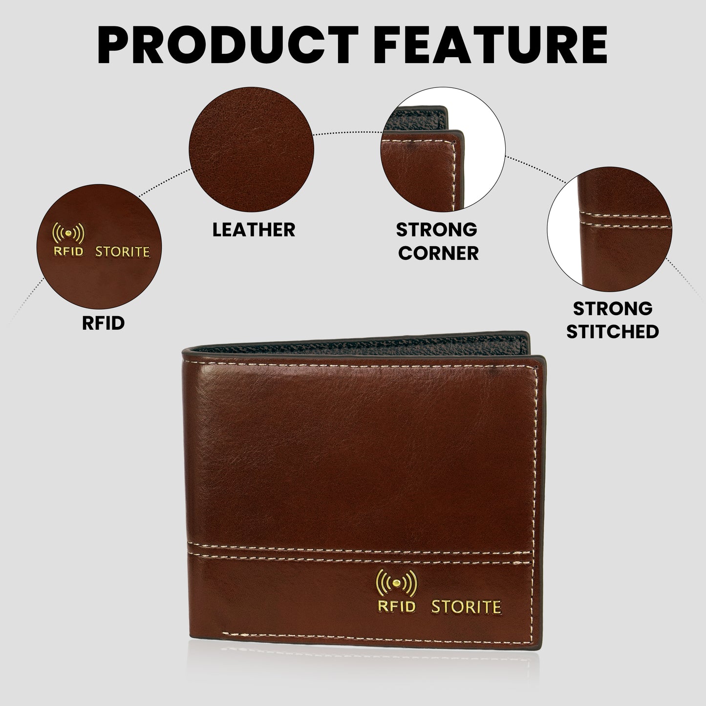 Storite RFID Blocking Bifold Men’s Wallet Credit Card Holder Money Wallet with Front Pocket Design - C Brown