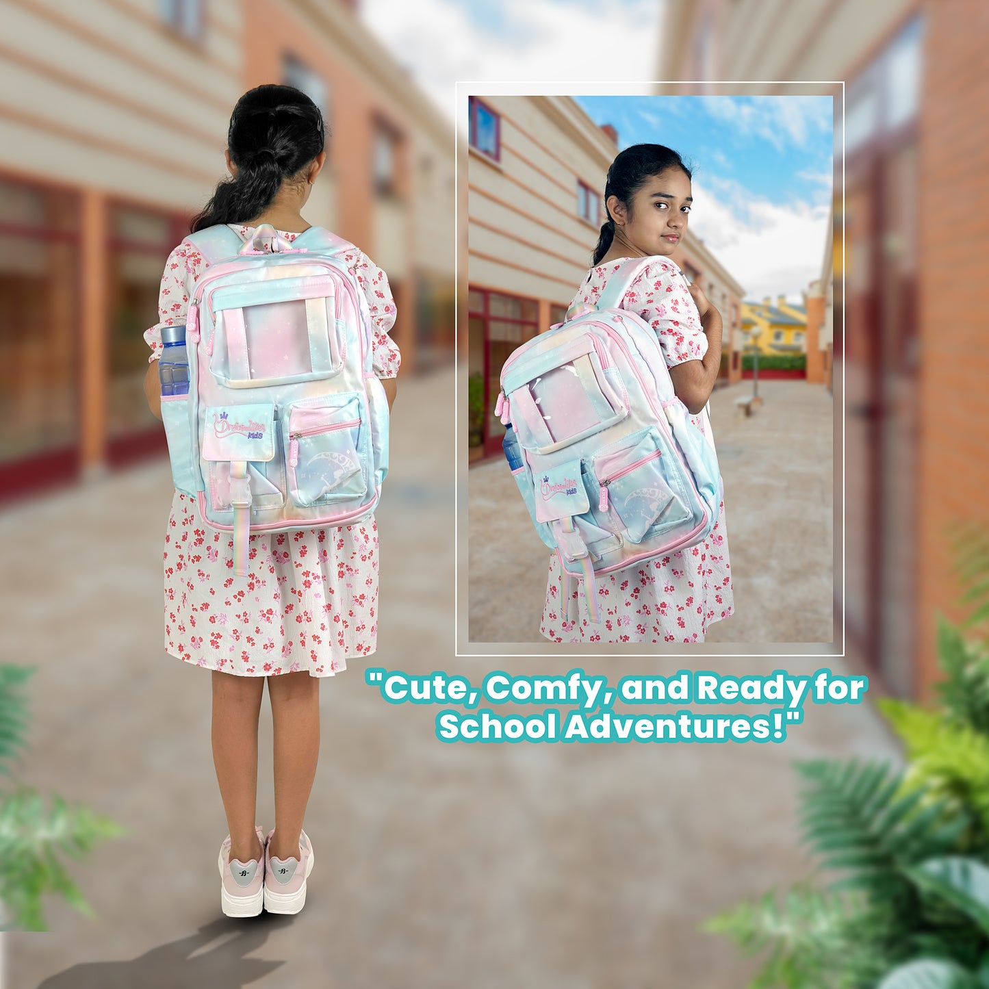 Storite School Backpacks for Girls Stylish Bags for Kids 7-12 Years Old Cartoon Water Resistant Backpack Durable Burden Relief School Bag Birthday Gift-Sky blue