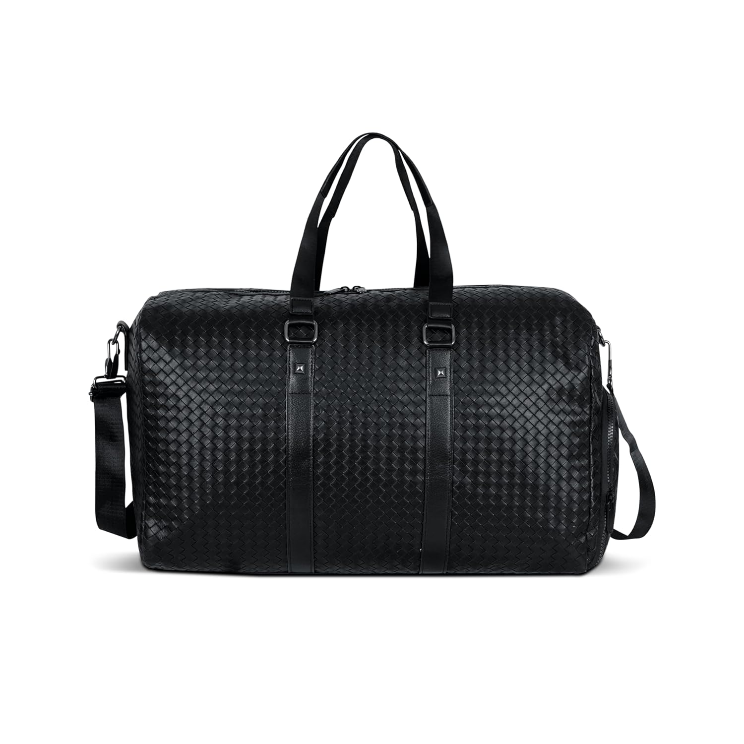 Storite PU Leather Gym Duffle Bag with Shoe Compartment Black