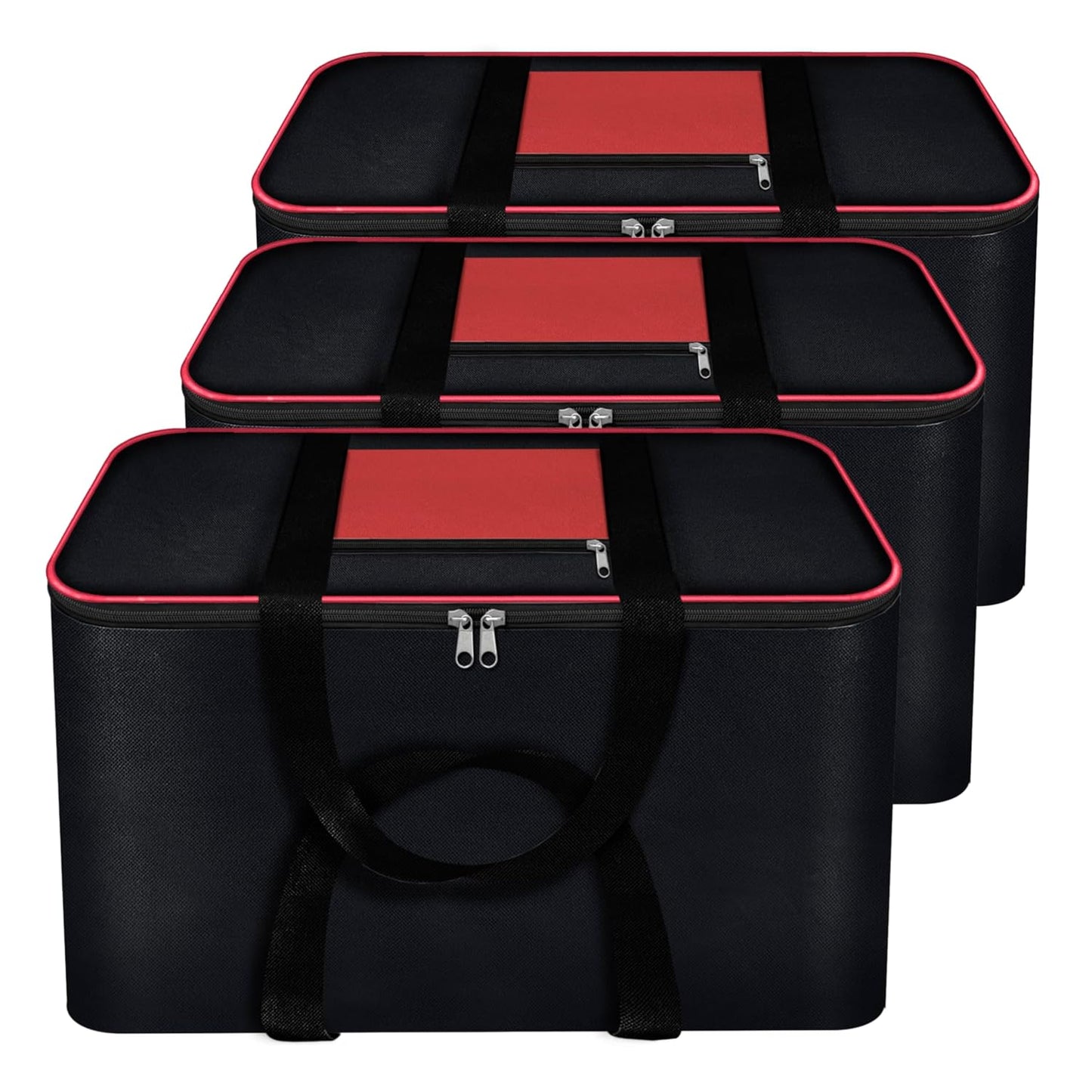 Storite 3 Pack Rectangular Nylon Underbed Storage Bags - Moisture-Proof, Large Size - Black