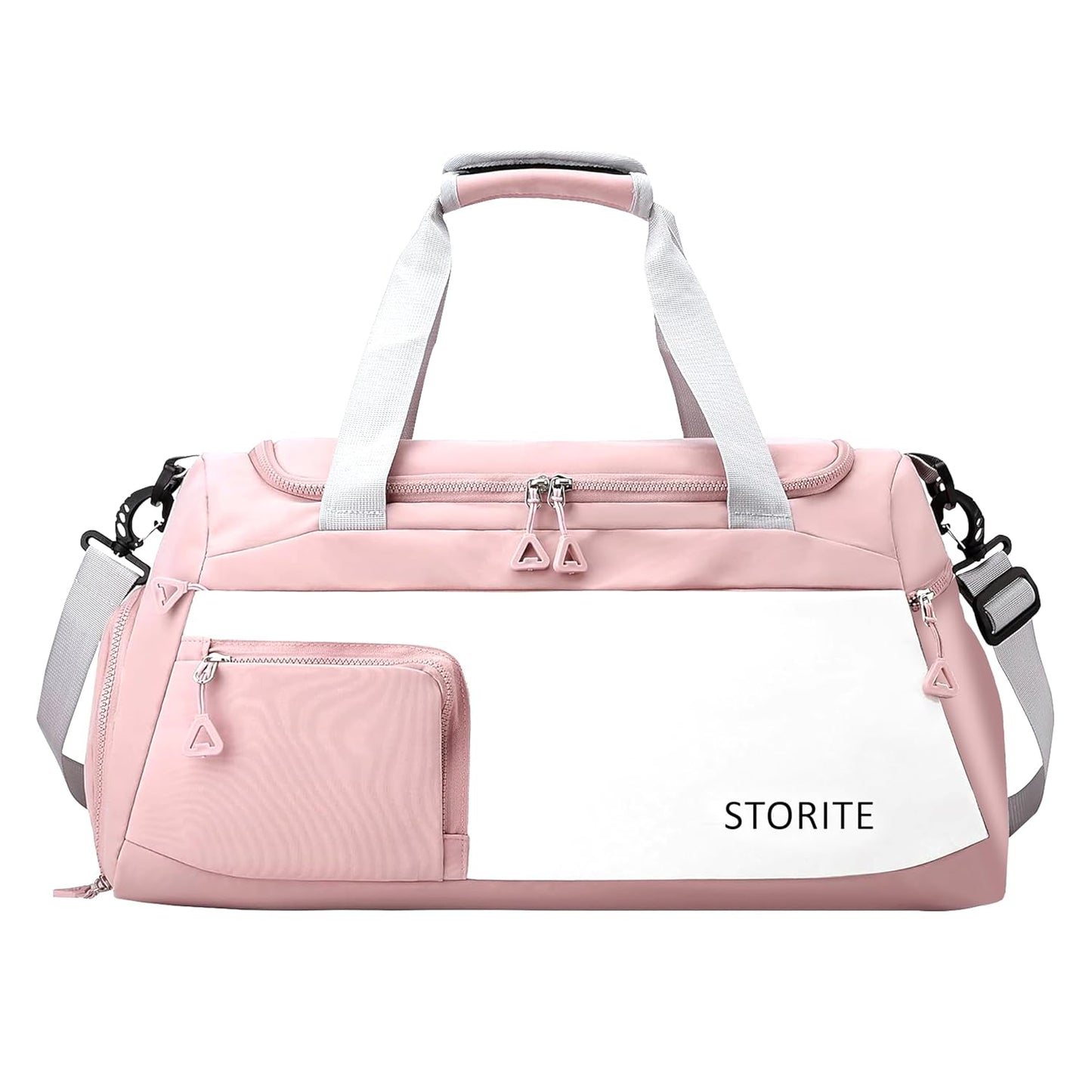 Storite 50 CM Nylon Travel Duffle Bag with Shoe Compartment & Wet Pocket for Women - Light Pink