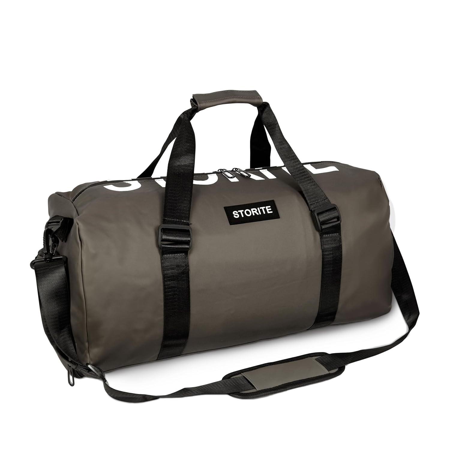 Storite Nylon 50 Cm Small Travel Duffle Gym Bag for Men Women Sports shoulder bag with Shoes Wet Pocket Compartment (Brown)