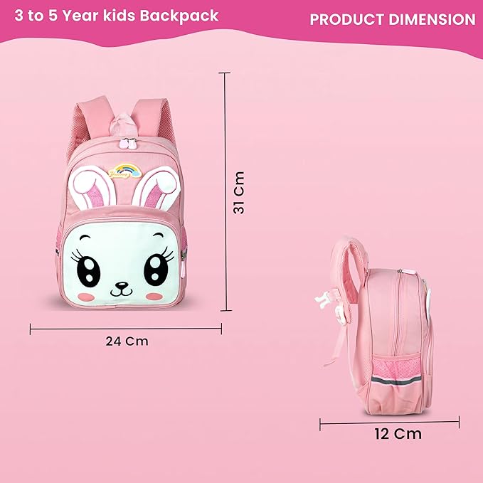 Storite Kids' Pink Rabbit Backpack - Cute, Water-Resistant & Durable School Bag for Girls