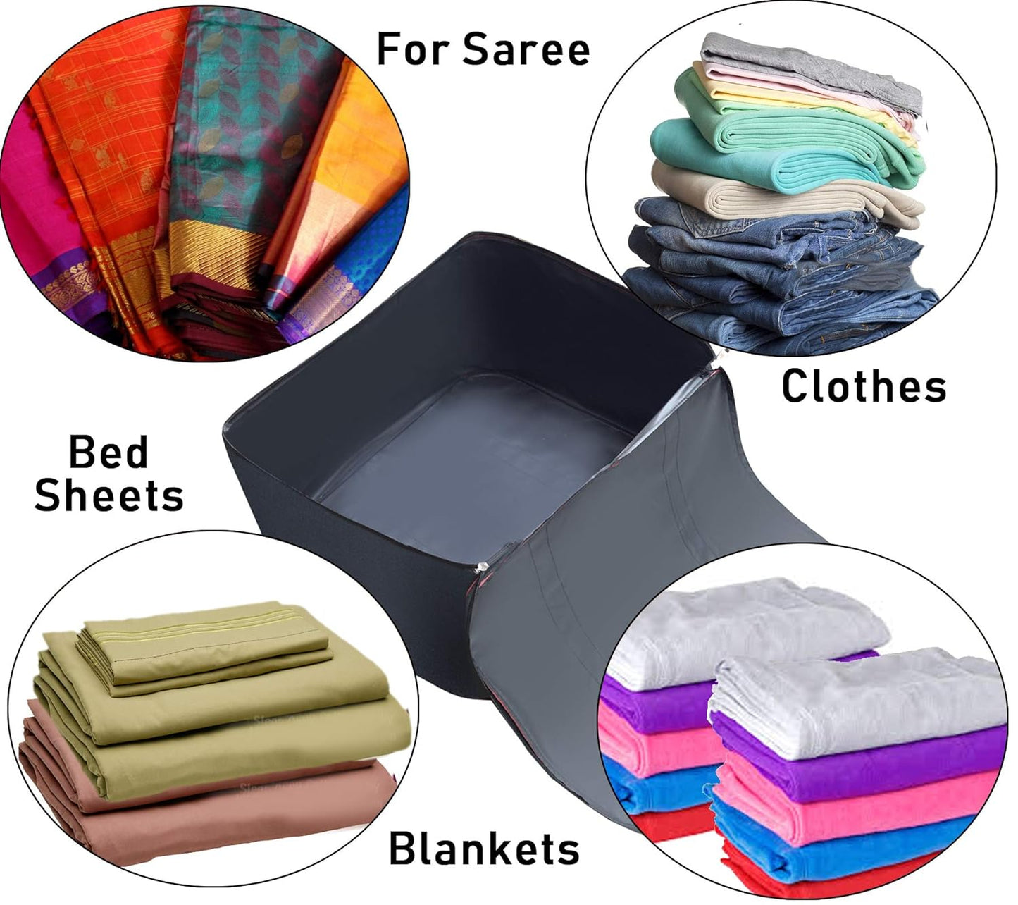 Storite Rectangular Nylon Underbed Storage Bags - Moisture-Proof, Large Size - Black