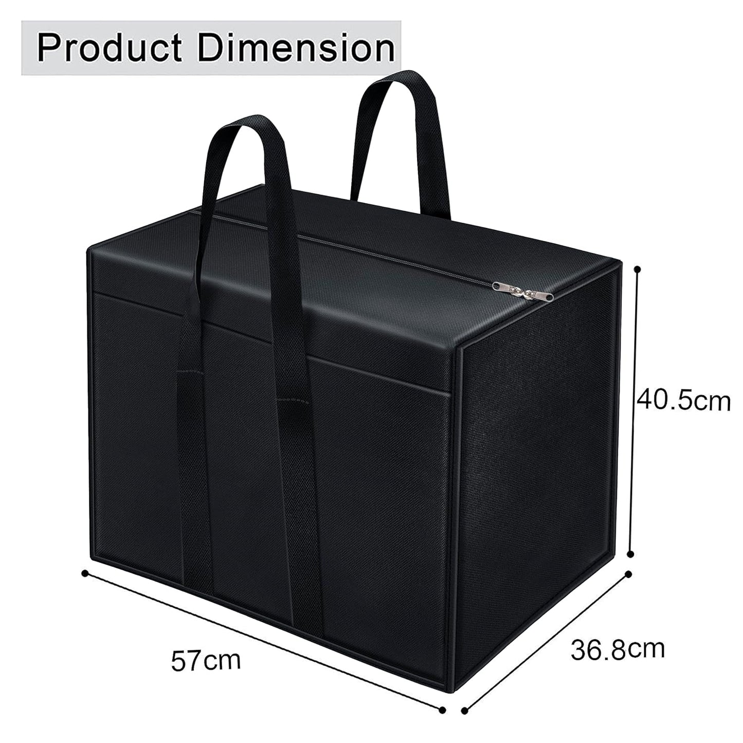 Storite 4 Pack 85L Moisture-Proof Nylon Underbed Storage Bags with Zipper & Handles - Ideal for Clothing, Toys, Stationery - Black