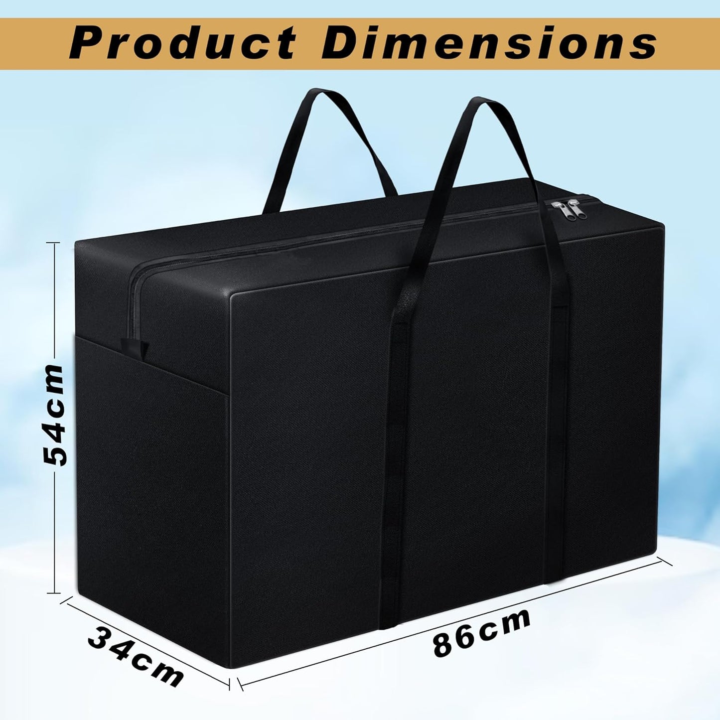 Storite 1680D Nylon Extra Large Storage Bag – Multi-Purpose Organizer with Zipper & Handles - Black