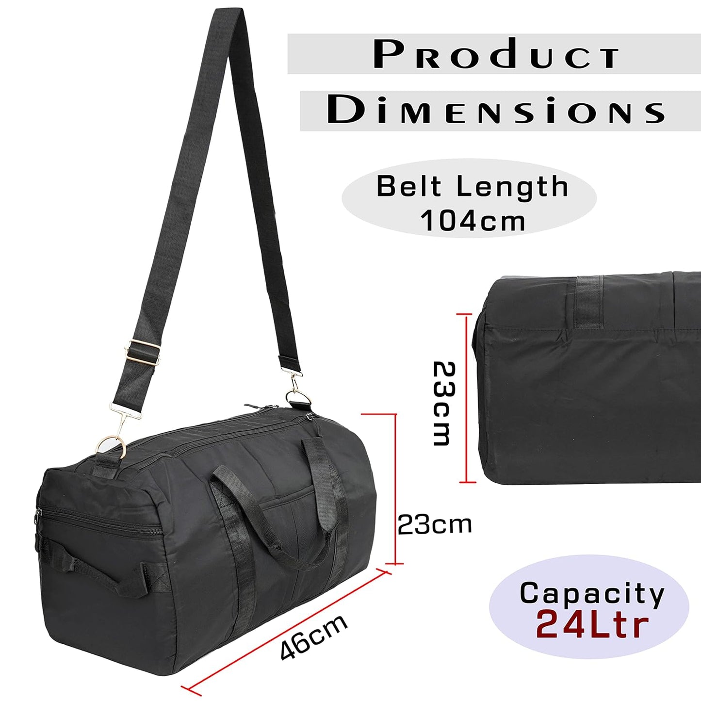 Storite 46 cm Foldable Travel Duffel Bag with Shoe & Wet Compartment - Black