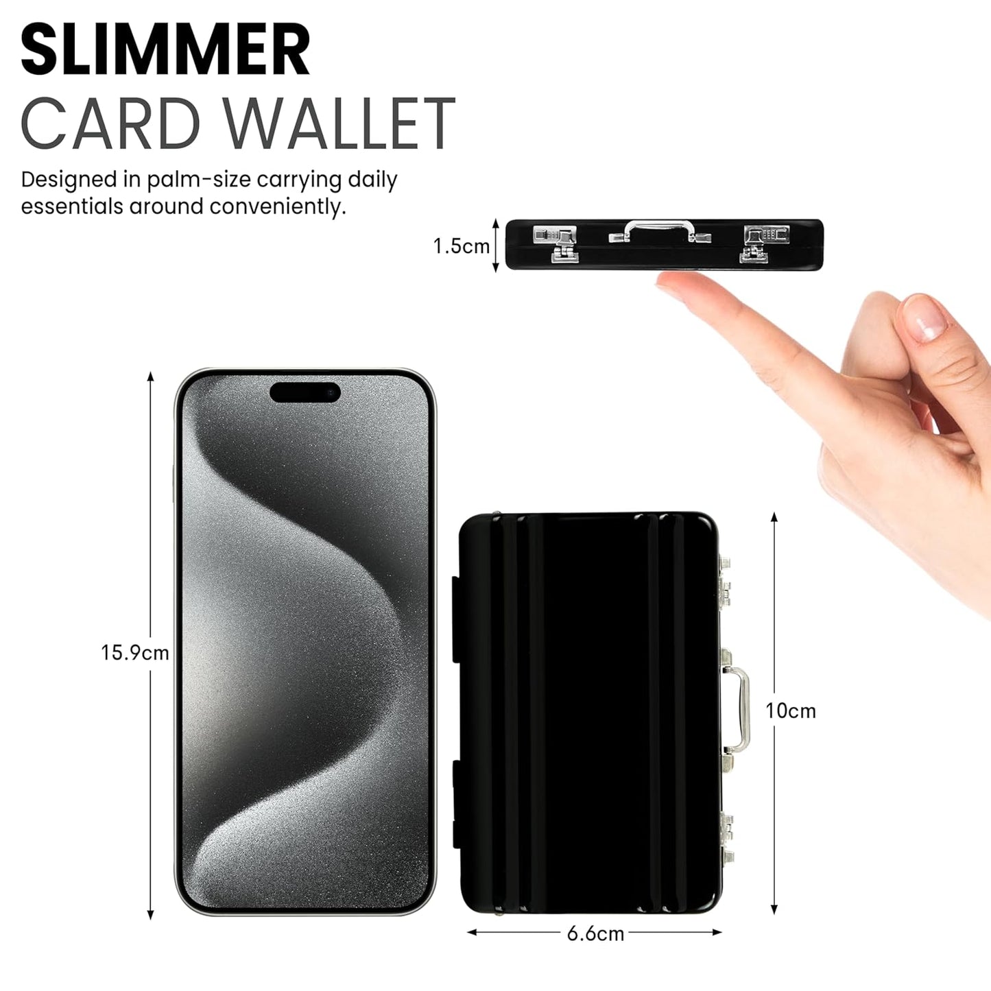 Storite RFID 6-Slot Aluminum Card Holder - Black, Waterproof Wallet for Men & Women