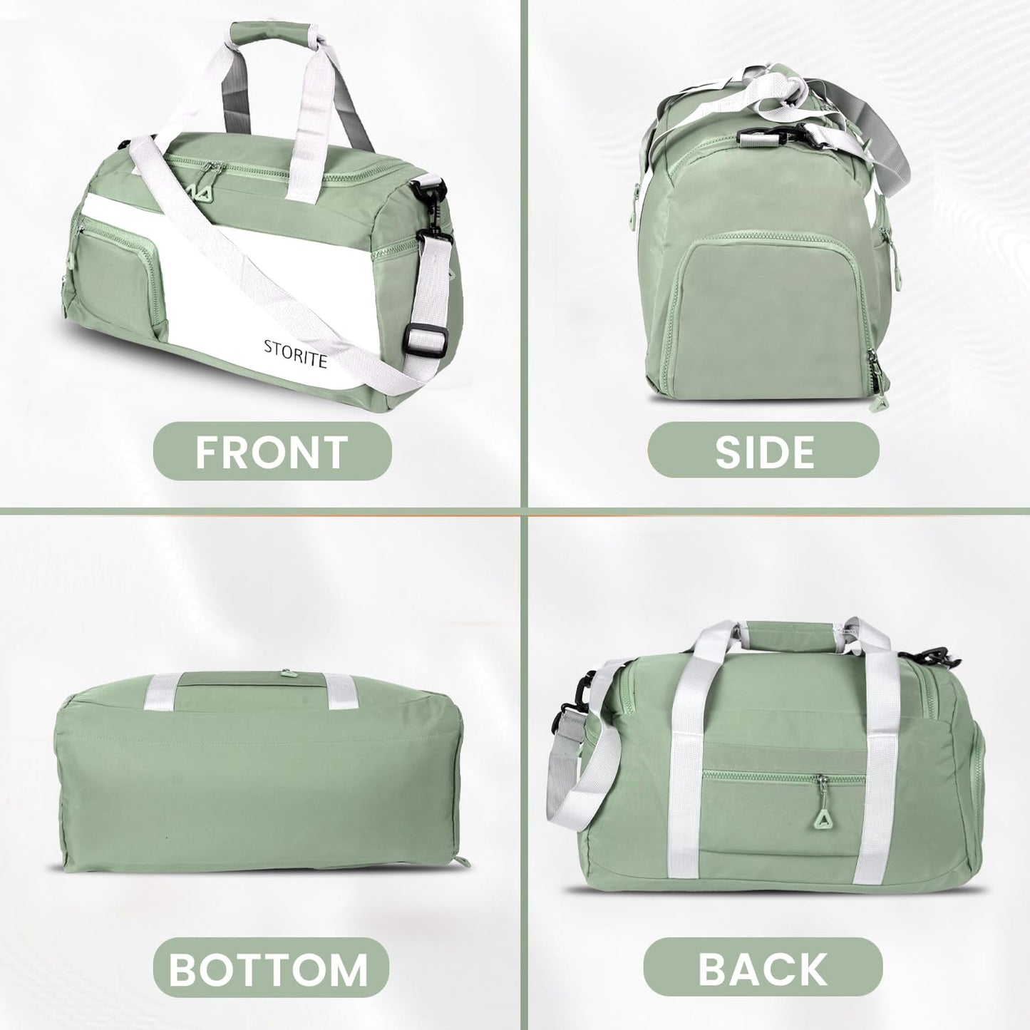 Storite 50 CM Nylon Travel Duffle Bag for Men & Women with Wet Pocket & Shoe Compartment - Green