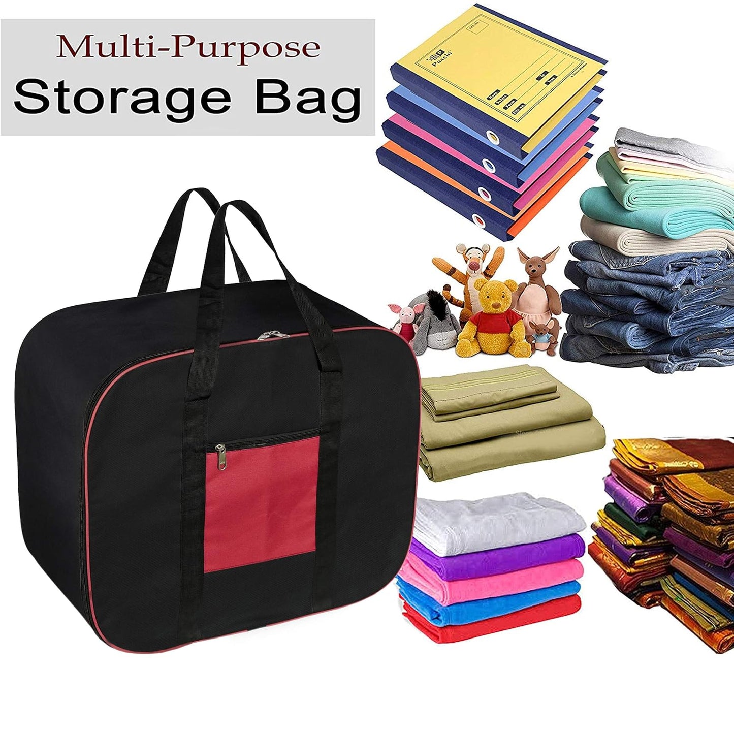 Storite 2 Pack Rectangular Nylon Underbed Storage Bags - Moisture-Proof, Large Size - Black