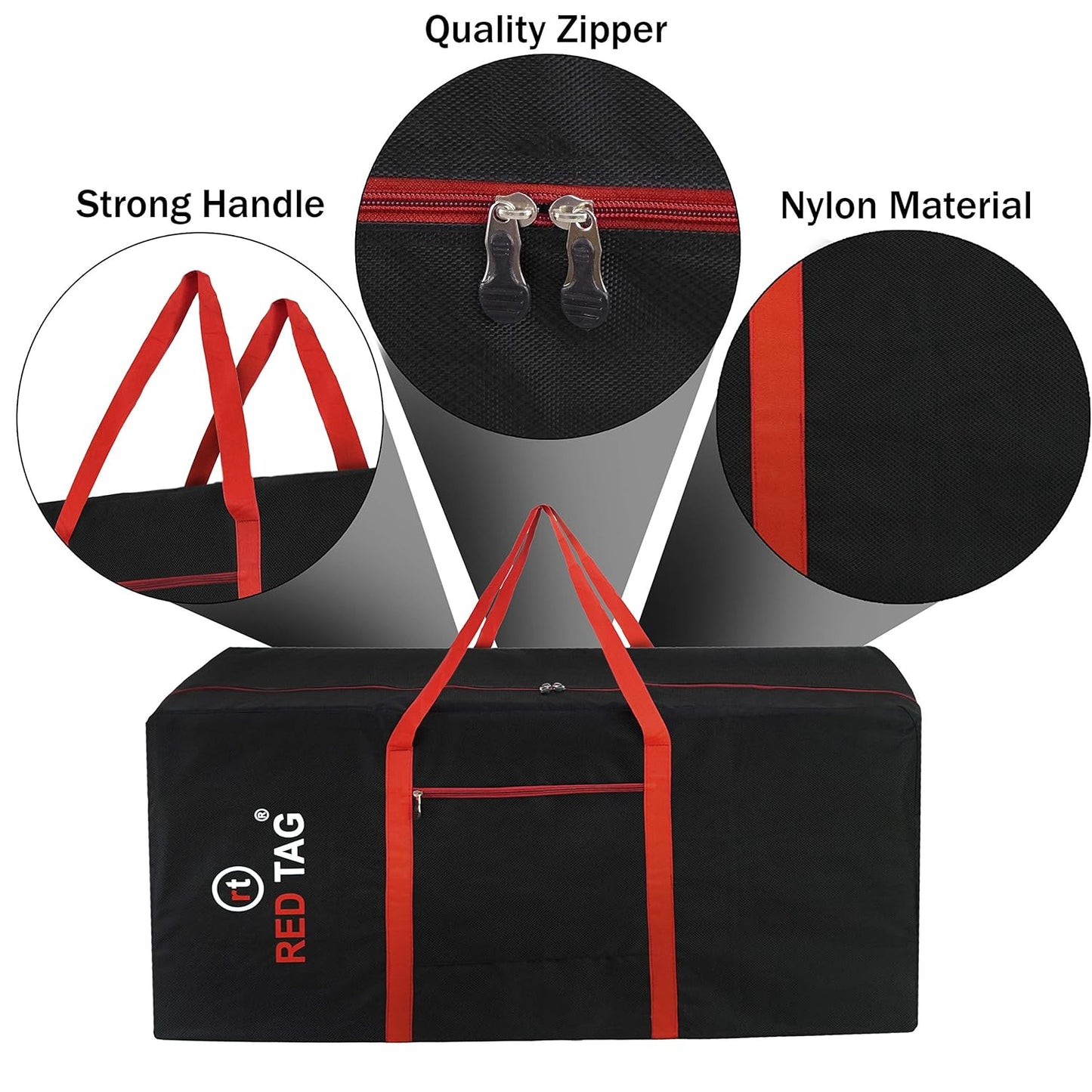 Storite Extra Large 236L Heavy Duty Moisture-Proof Storage Bag - 1680 Denier Nylon for Toys, Stationery, Blankets, and Clothes - Red & Black