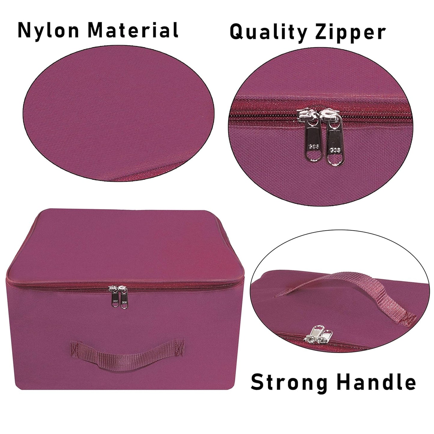 Storite 2 Pack Nylon Underbed Wardrobe Storage Bags - Moisture-Proof Cloth Organizer with Zipper & Handle - Magenta