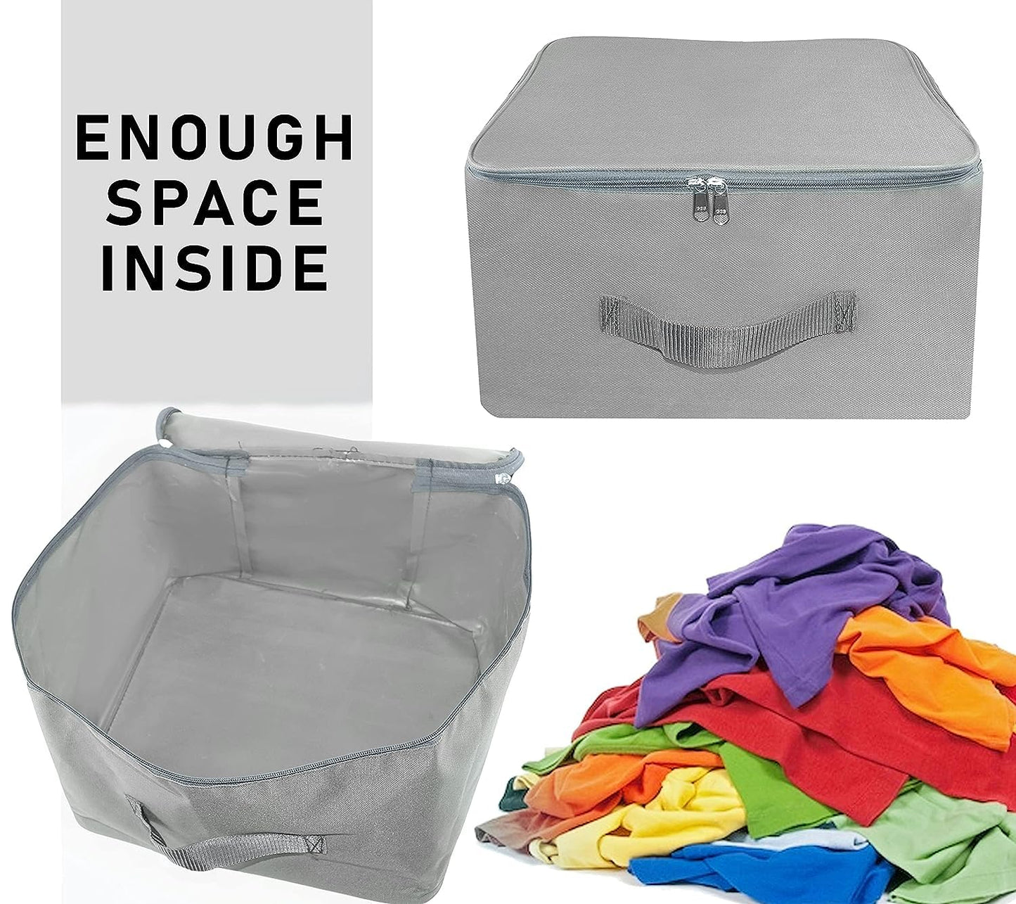 Storite 2 Pack Nylon Wardrobe Underbed Moisture-Proof Cloth Storage Bags with Zipper & Handle - Grey