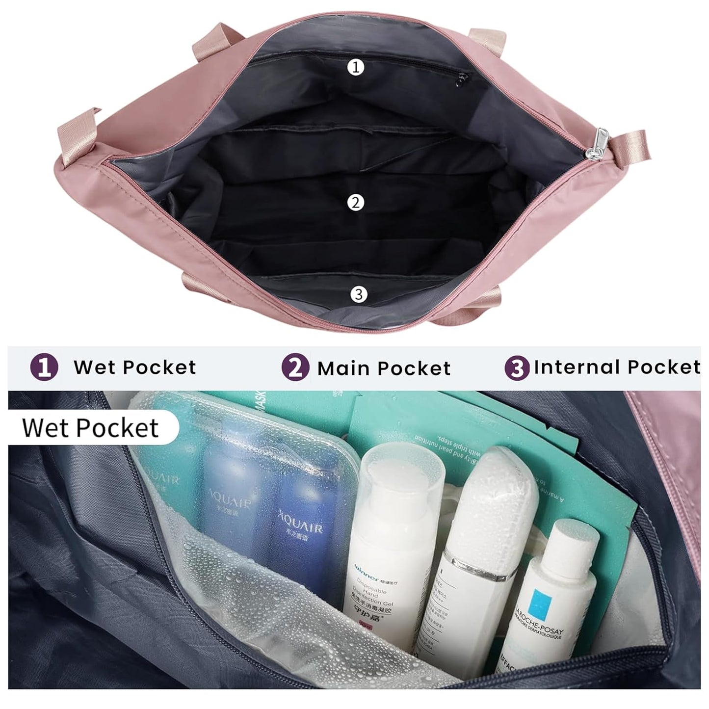 Storite Nylon 51CM Sports Duffle Bag for Women - Pink