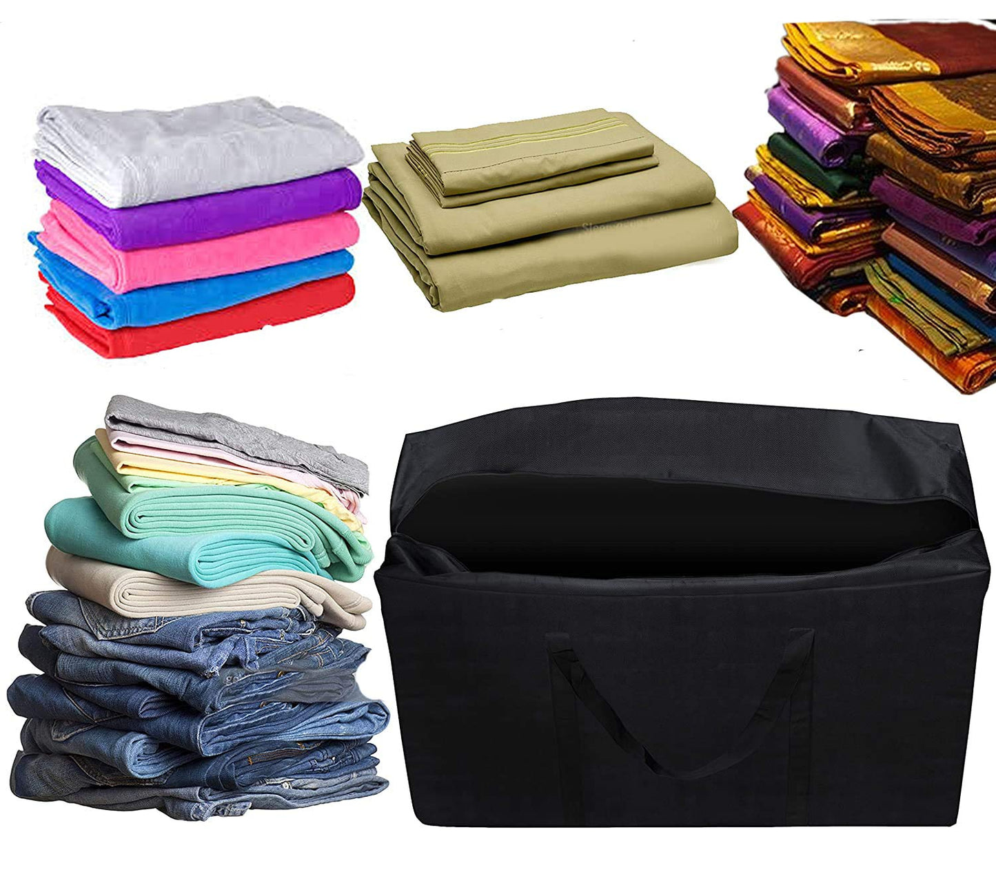 Storite 1680D Nylon Extra Large Storage Bag – Multi-Purpose Organizer with Zipper & Handles - Black