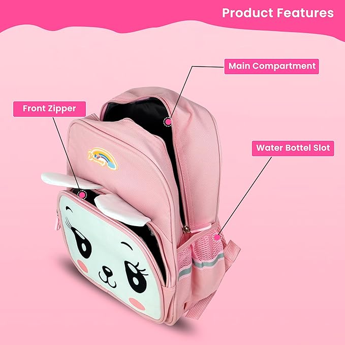 Storite Kids' Pink Rabbit Backpack - Cute, Water-Resistant & Durable School Bag for Girls