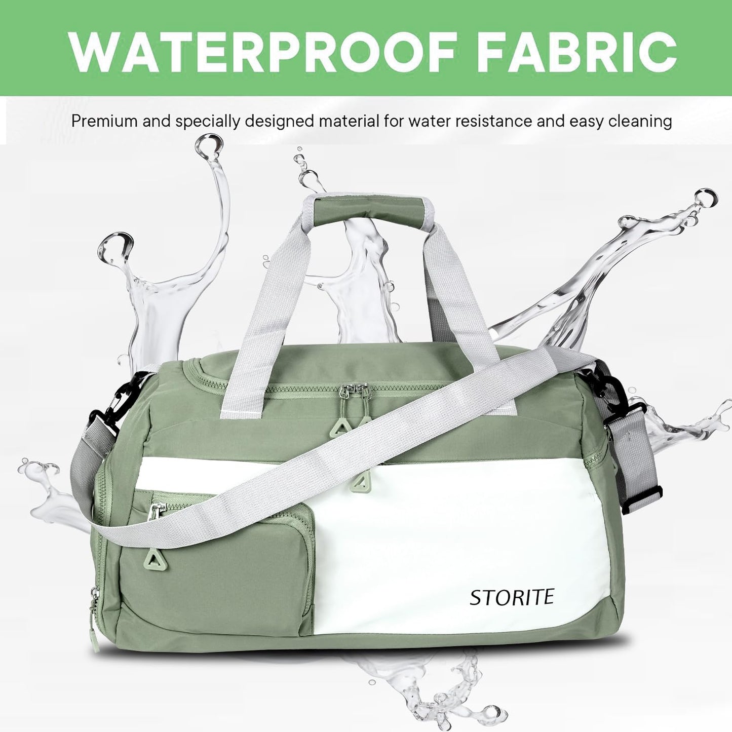 Storite 50 CM Nylon Travel Duffle Bag for Men & Women with Wet Pocket & Shoe Compartment - Green