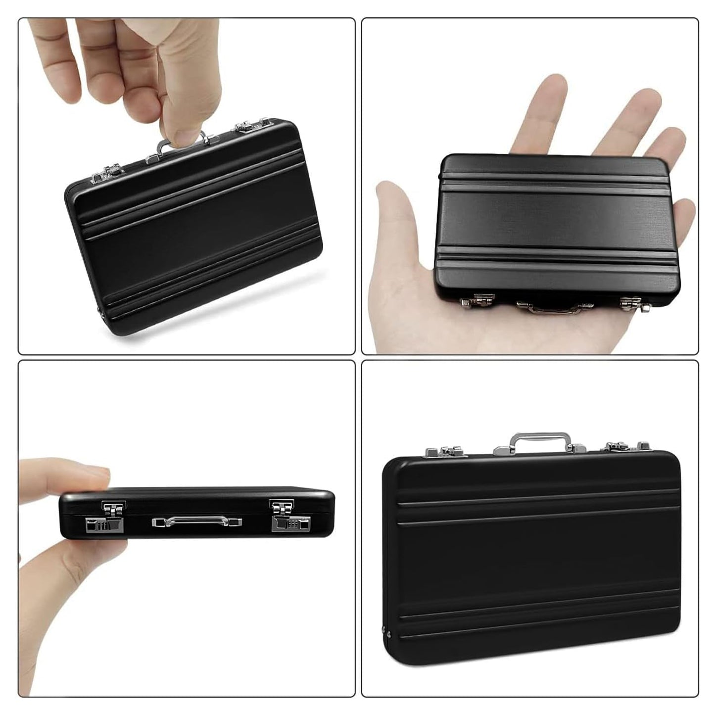 Storite RFID 6-Slot Aluminum Card Holder - Black, Waterproof Wallet for Men & Women