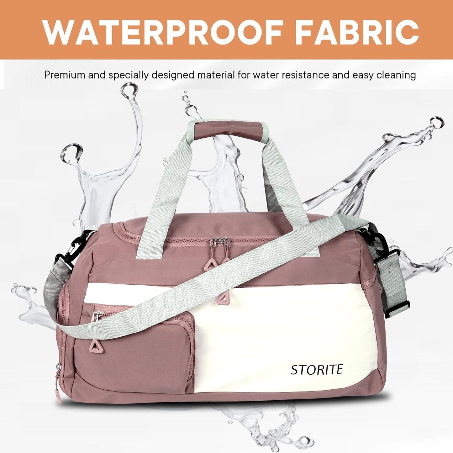 Storite 50 CM Nylon Travel Duffle Bag with Wet Pocket & Shoe Compartment for Women - Deep Pink
