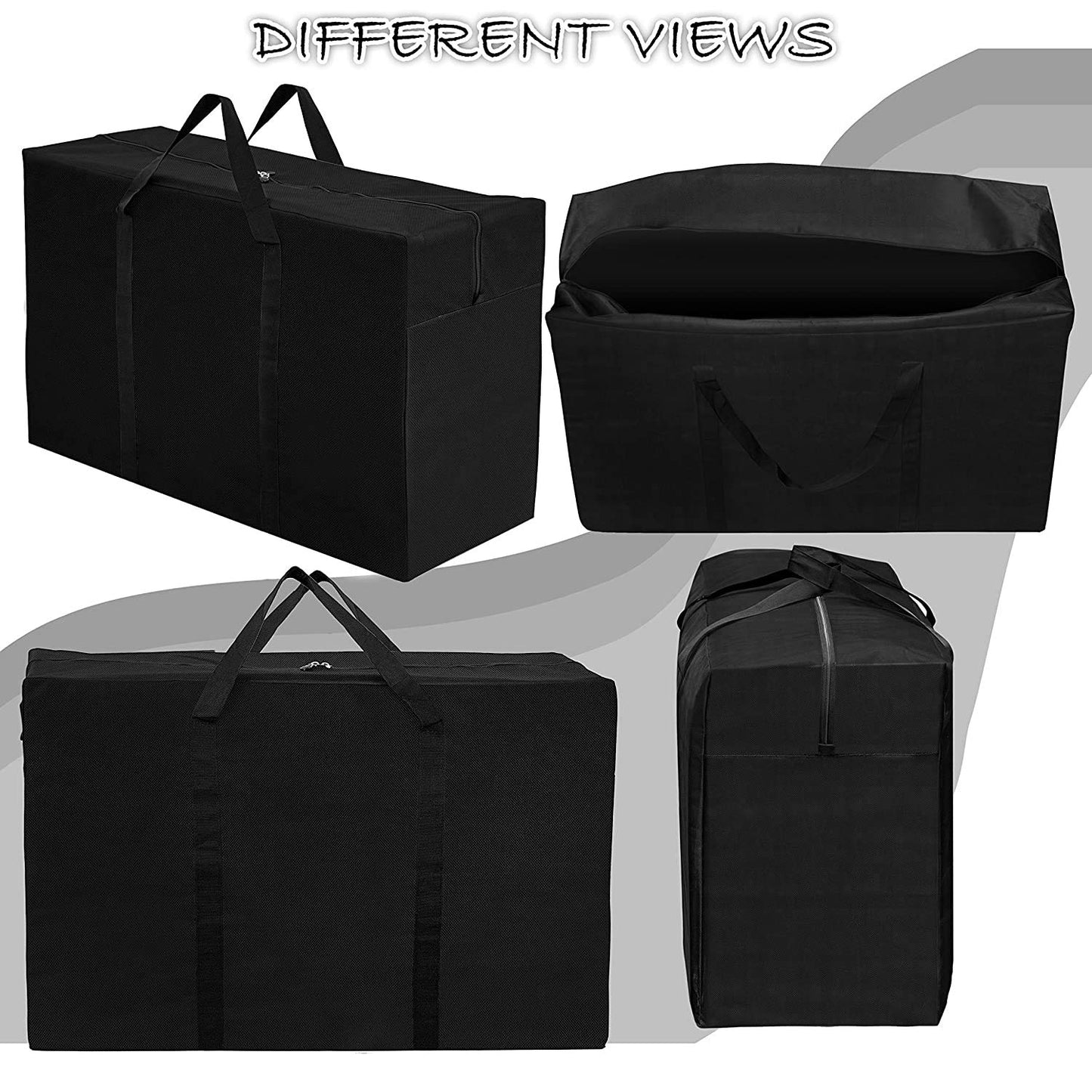 Storite 1680D Nylon Extra Large Storage Bag – Multi-Purpose Organizer with Zipper & Handles - Black