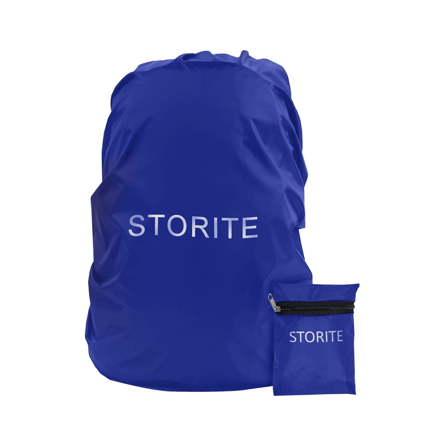 Storite Dust & Rain Cover For Standard Backpack With Pouch, Waterproof Dustproof Rain Cover Bag Elastic Adjustable For School, College,Office, Trekking Bags (30L-35L,Blue)