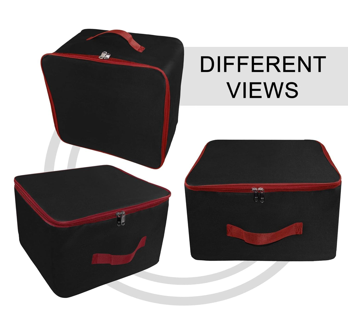 Storite 2 Pack Nylon Wardrobe Bag Underbed Moisture Proof Cloth Storage Organizer, Storage box for Clothes Saree Bags with Zippered Closure & Handle - (Black, 38.1x35.5x25.4 cm)