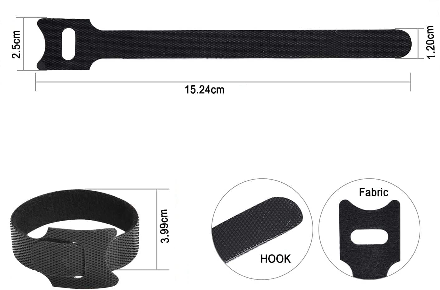 Storite 100 Piece Cable Organizer Hook & Loop Tape-Wire/Cord Holder Management Strap-Reusable Hook & Loop Ties for PC, TV, Desk, WFH Accessories (6 inch,Black)