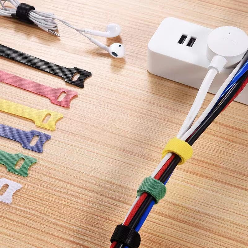 Storite 100 Piece Cable Organizer Hook & Loop Tape-Wire/Cord Holder Management Strap-Reusable Hook & Loop Ties for PC, TV, Desk, WFH Accessories (6 inch,Multi Colour)