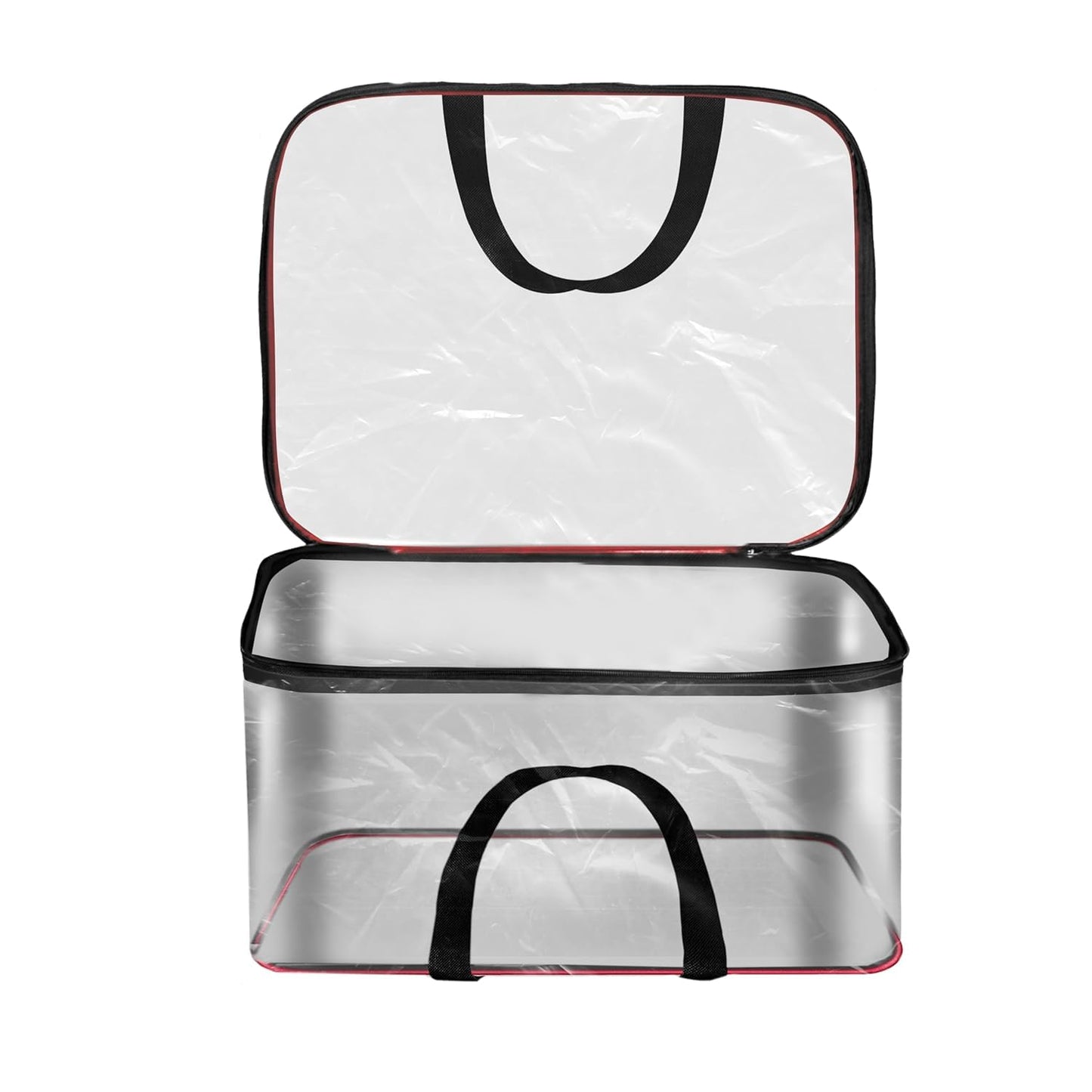 Storite 2 Pack Nylon 33 L PVC Transparent Clothes storage Bags/Saree Covers with Zip for Storage Specially Design for Woman Dresses,Sarees,Lehngas for Wardrobe Organizer(Redblack, 40 x 31x 24 cm)