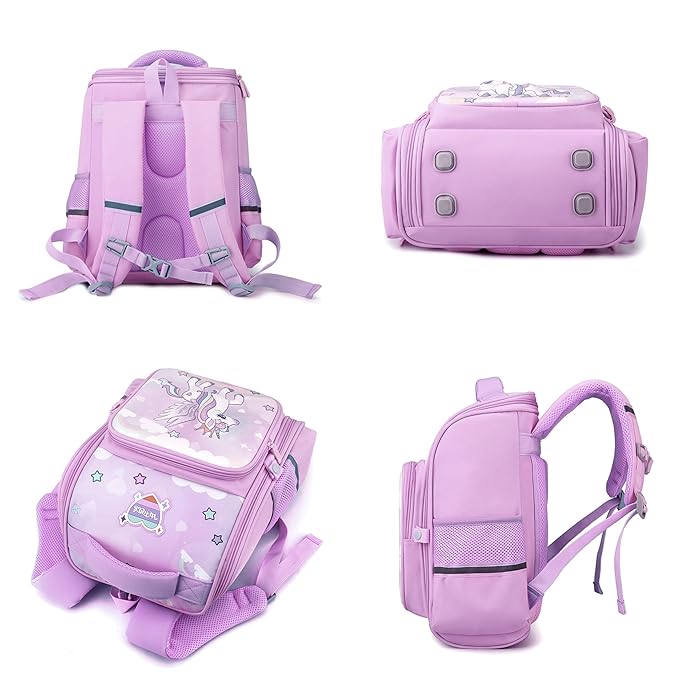 Storite Magical Unicorn Backpack for Kids, Water-Resistant, Ideal for 6-8 Year Olds - Purple