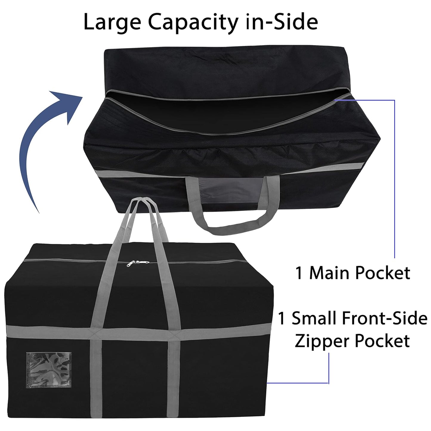 Storite 128L Extra Large Nylon Storage Bag with Handles – Black