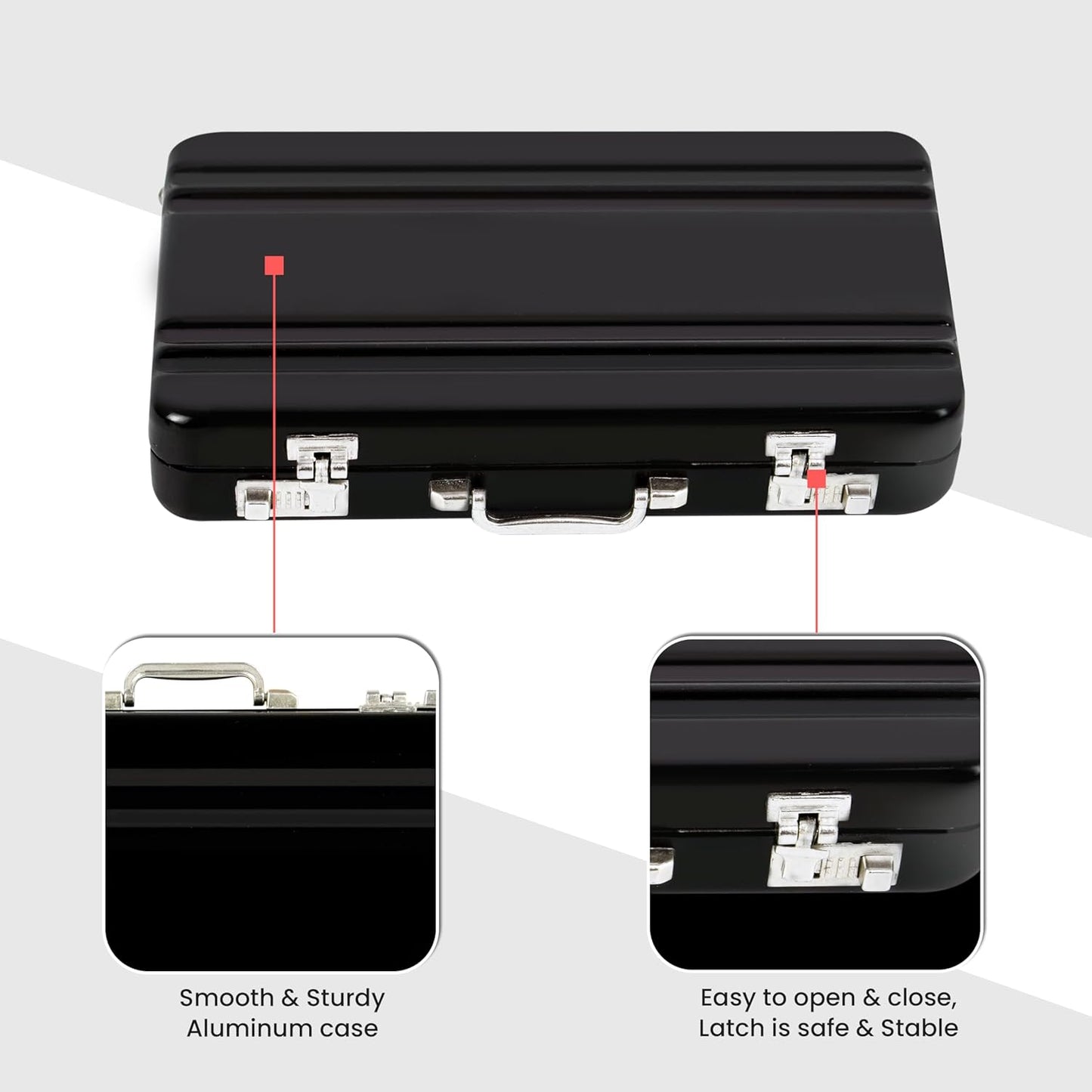 Storite RFID 6-Slot Aluminum Card Holder - Black, Waterproof Wallet for Men & Women