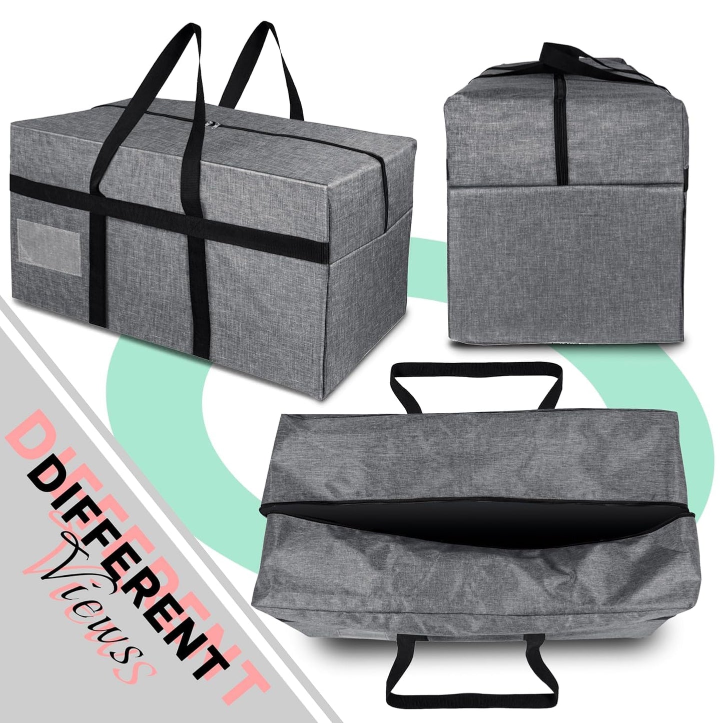 Storite Extra Large 128 L Fabric Moisture Proof Multipurpose Heavy Duty Storage Bag for Toys/Stationery/Blankets/Clothes/Moving Bags With Strong Reinforced Handles Rectangular (Grey,81x40x40 cm)