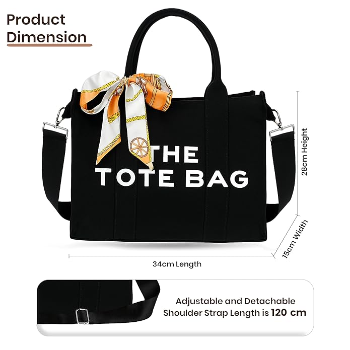 Storite Canvas Tote Bags for Women Large Capacity Shoulder Bag with Inner Pocket Everyday Handbags for Office, College and Travel