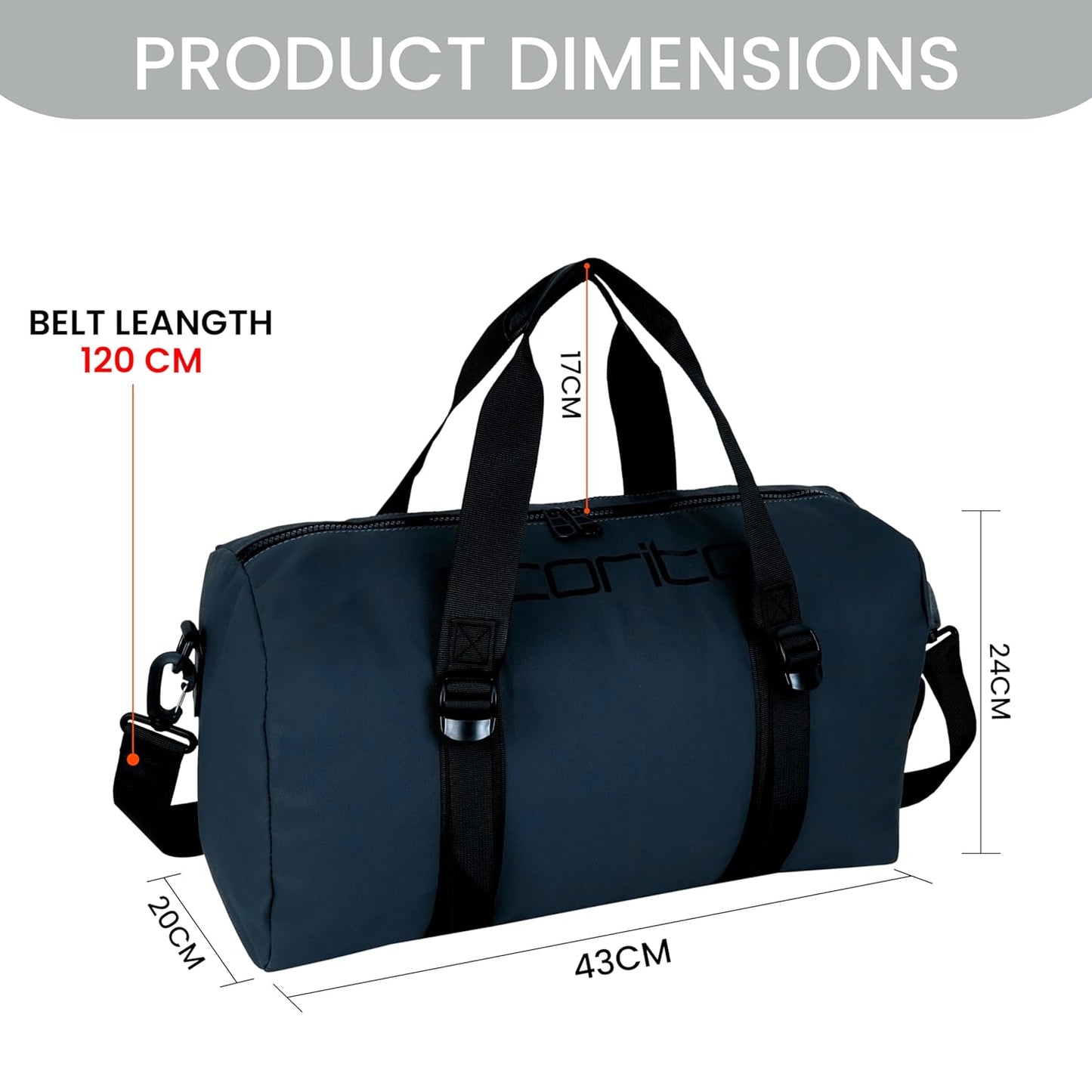 Storite Nylon 43 Cm Imported Multi Purpose Travel Duffle Bag for Women with Dry and Wet Pocket, Lightweight Waterproof Backpack Carry Luggage Bag (Blue, 43 x 20 x 24 cm)