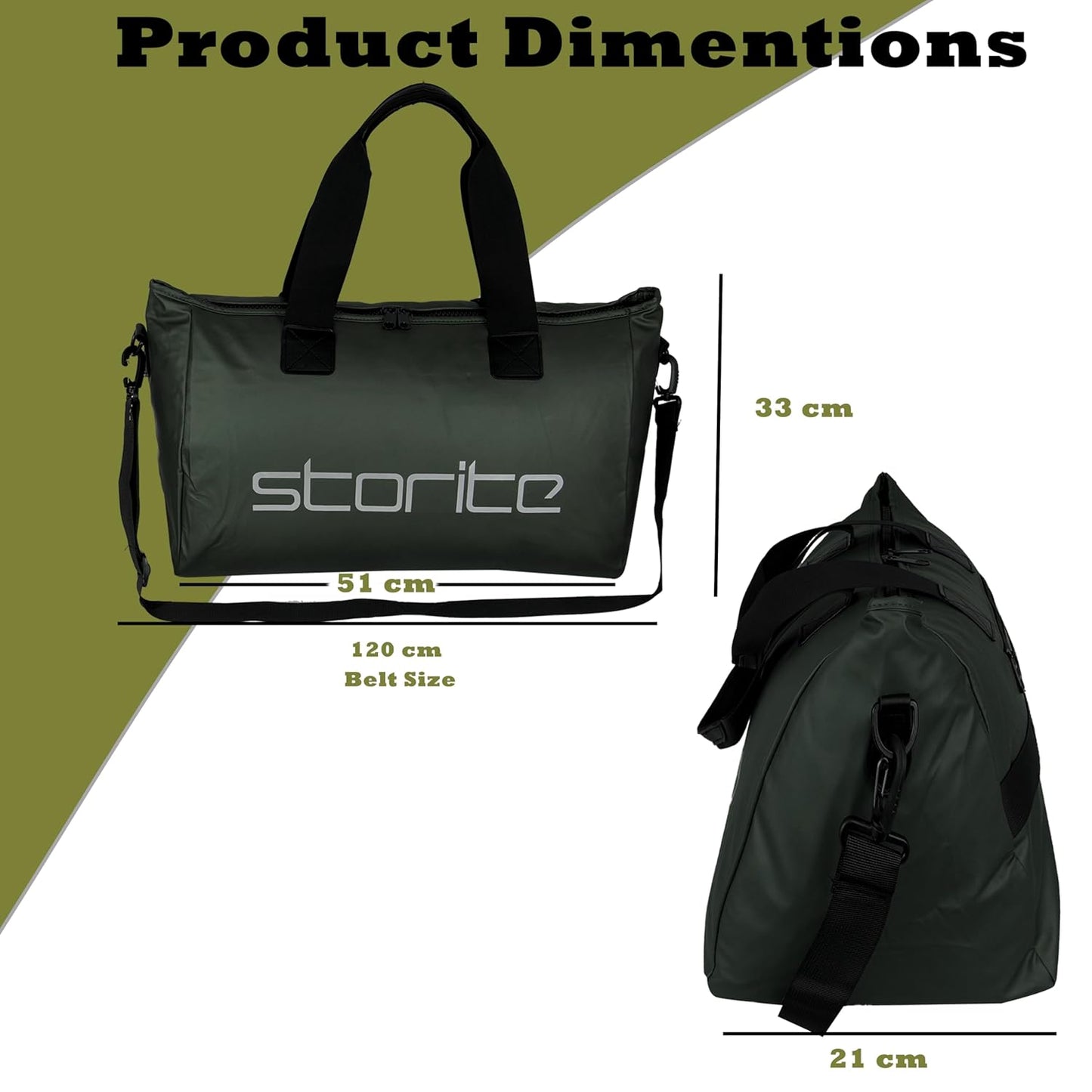 Storite Nylon Luggage Travel Duffle Bag for Women, Shoulder Bag for Women with Wet Pocket Weekender Overnight Luggage Bag, Trendy and Stylish. - (Green)