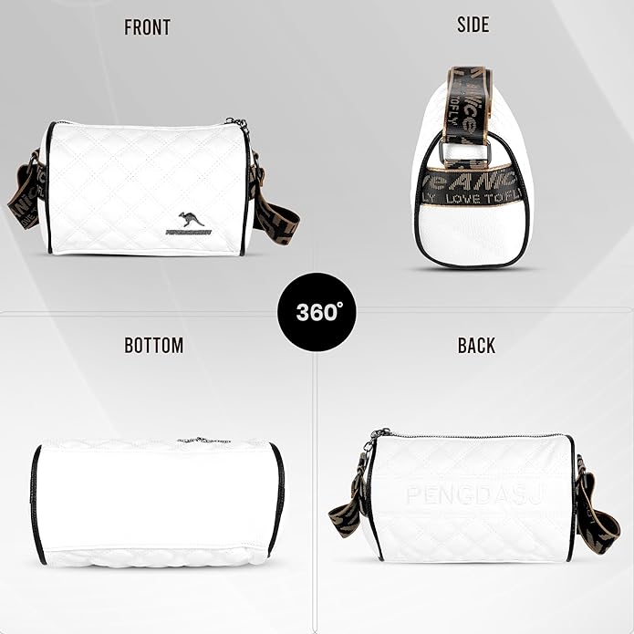 Storite Small PU Leather Women Tote Bag, Stone Pattern fashionable & Party Sling Bag, Shoulder Crossbody Bag with Adjustable Strap-White