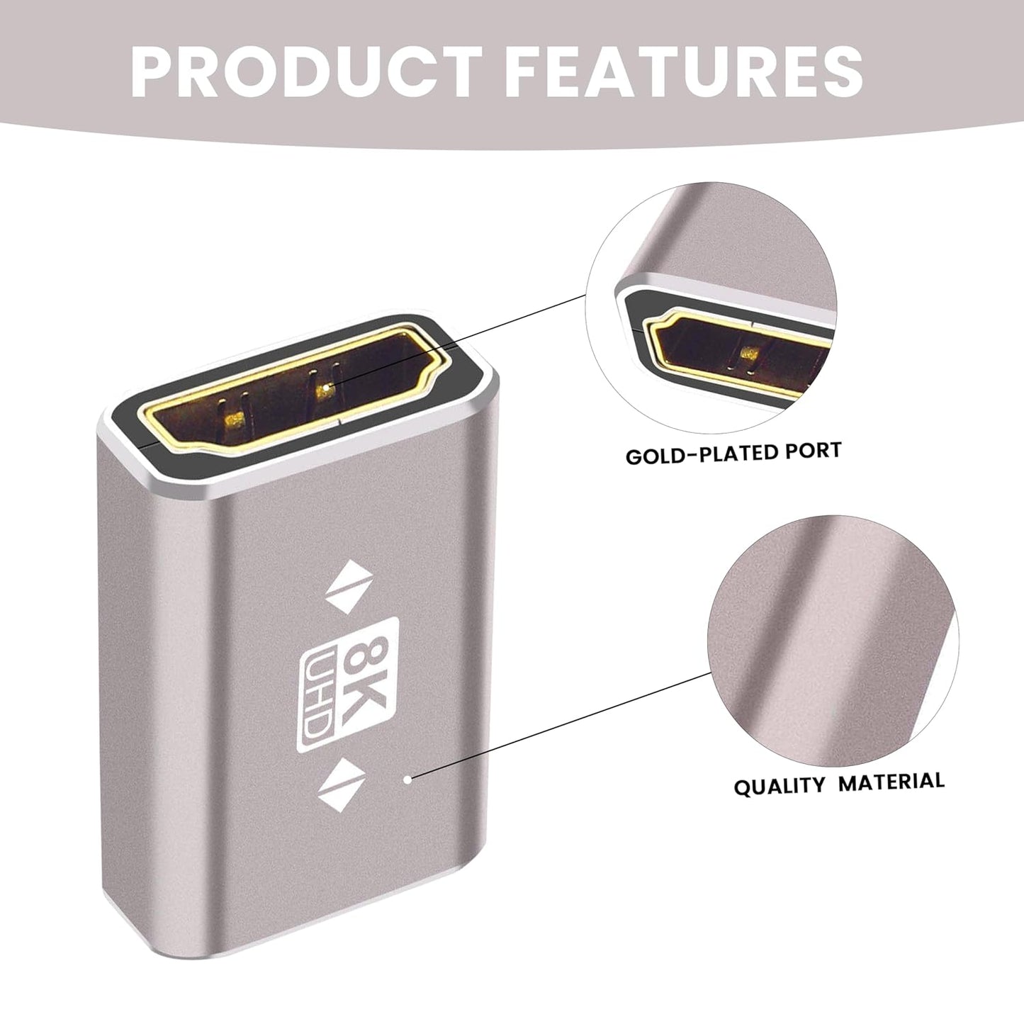 Storite 8K HDMI Coupler - Female to Female Adapter, 3D 8K@60Hz 4K@144Hz HDMI 2.1 Connector, HDMI Extender, Compatible with HDTV, Laptop, Monitor, Projector, Gaming Console
