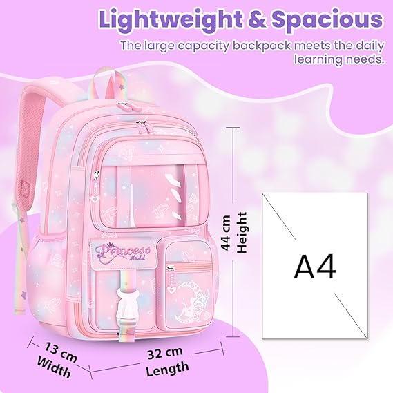 Storite School Backpacks for Girls Stylish Bags for Girls Kids 7-12 Years Old Cartoon Water Resistant Backpack Durable Burden Relief School Bag Birthday