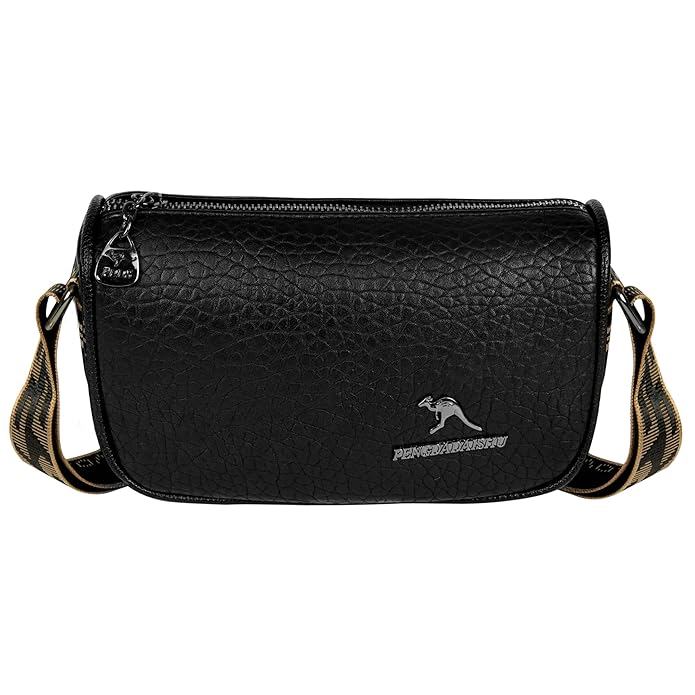 Storite PU Leather Square Women Tote Bag, Stone Pattern fashionable & Party Sling Bag, Shoulder Crossbody Bag with Broad Strap - Black