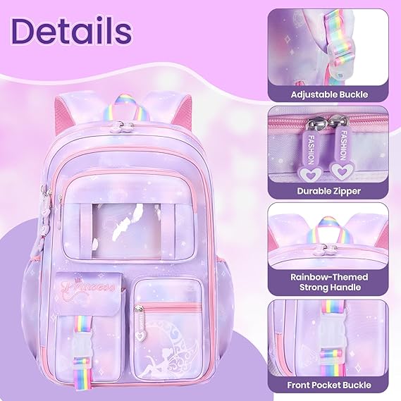 Storite School Backpacks for Girls Stylish Bags for Girls Kids 7-12 Years Old Cartoon Water Resistant Backpack Durable Burden Relief School Bag Birthday