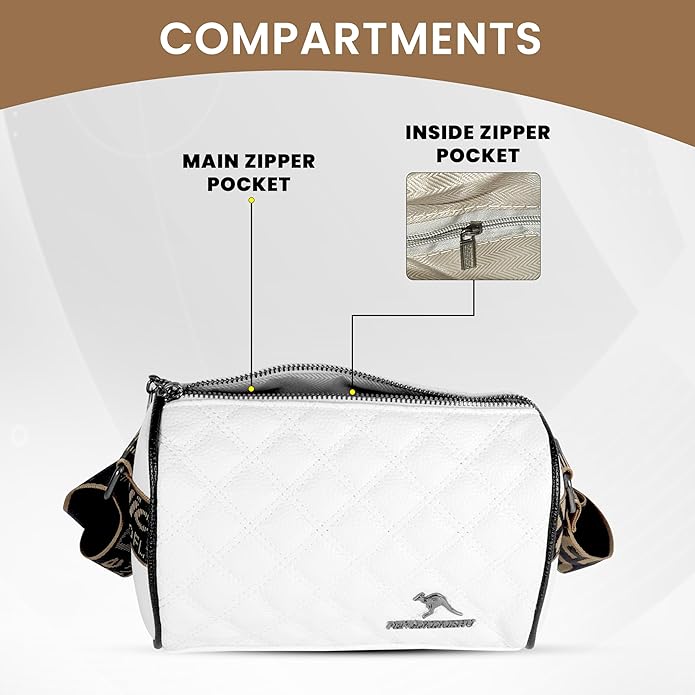 Storite Small PU Leather Women Tote Bag, Stone Pattern fashionable & Party Sling Bag, Shoulder Crossbody Bag with Adjustable Strap-White