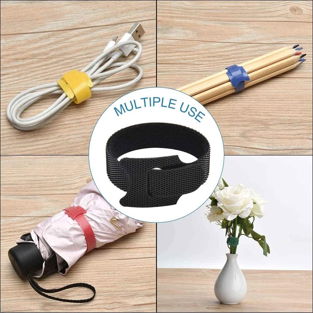 Storite 100 Piece Cable Organizer Hook & Loop Tape-Wire/Cord Holder Management Strap-Reusable Hook & Loop Ties for PC, TV, Desk, WFH Accessories (6 inch,Multi Colour)