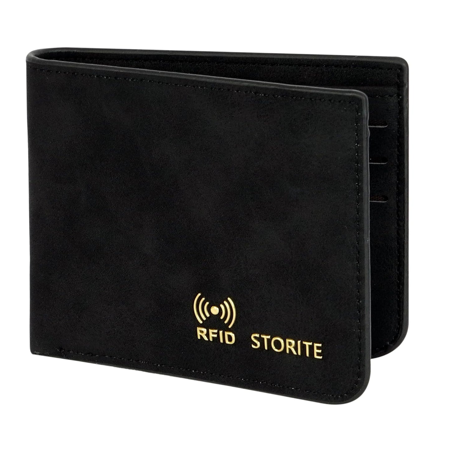Storite Men's Wallet PU Leather RFID Blocking Money Wallet Zipper Coin Purse for Men (Black-21 x 9 x 2 cm)