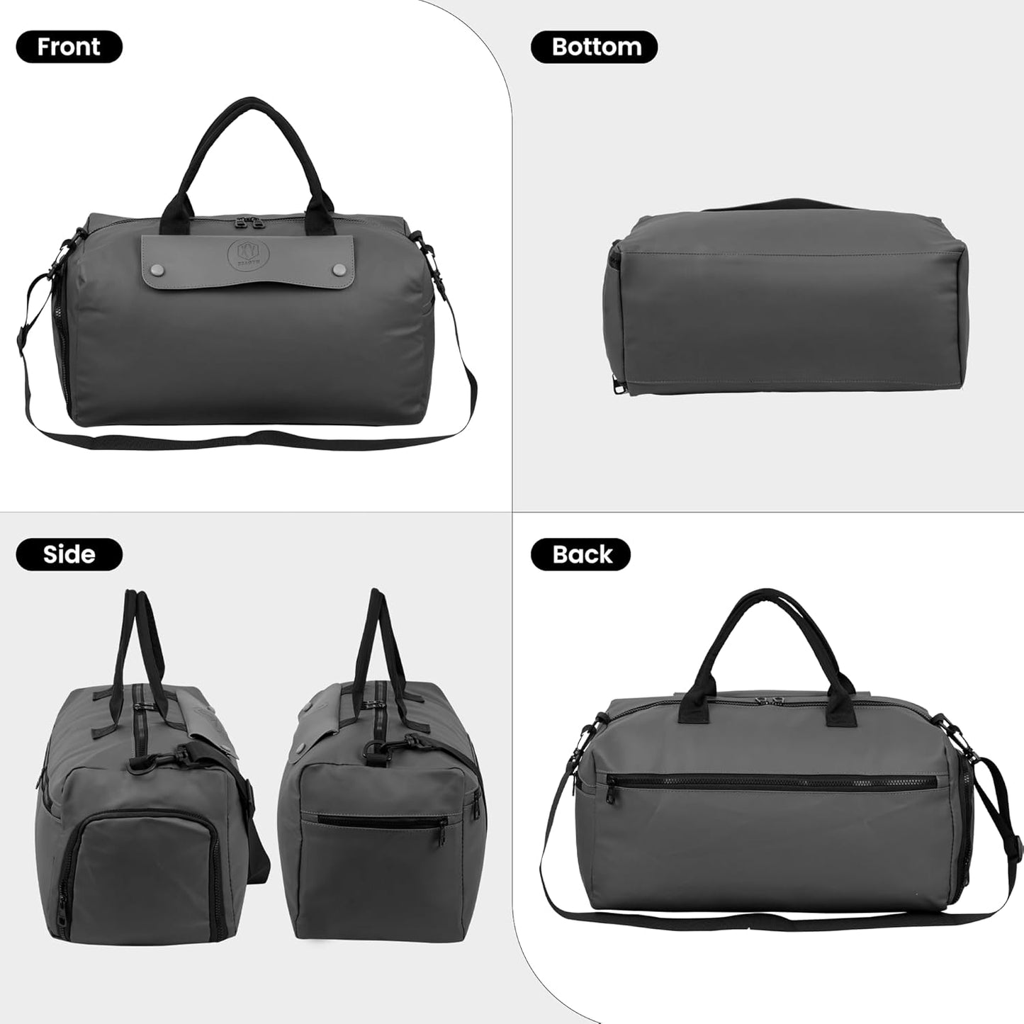 Storite Nylon 43 cm Travel Duffel Bag, Sports Gym Duffle Bag, Shoulder Handbag for Women, Outdoor Weekend Bag with Shoe and Wet Clothes Compartments (Grey,43x23x19 cm)